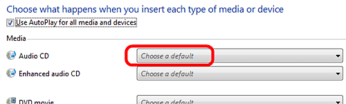 Windows 7 Autoplay, Choose a Default